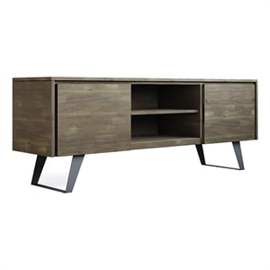 Pemberly Row Modern Solid Acacia Wood TV Media Stand for TVs up to 63&quot in Gray