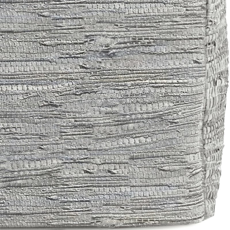 Pemberly Row Transitional  Genuine Leather  Boho Square Pouf in Cream