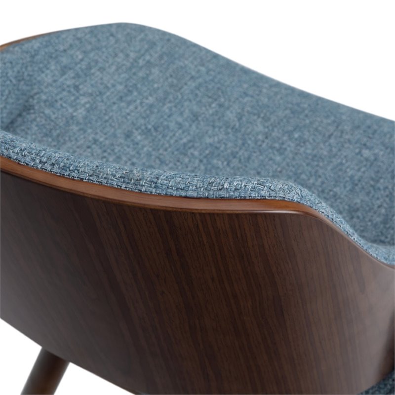Pemberly Row Mid-Century Woven Fabric Dining Chair in Denim Blue