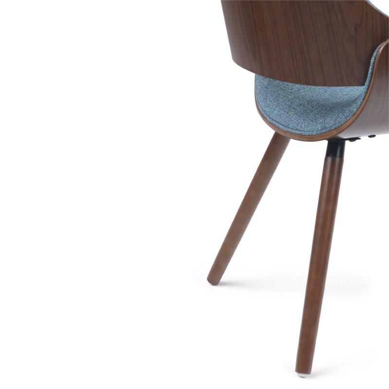 Pemberly Row Mid-Century Woven Fabric Dining Chair in Denim Blue