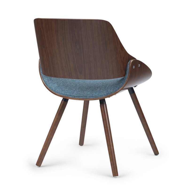 Pemberly Row Mid-Century Woven Fabric Dining Chair in Denim Blue
