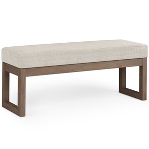Pemberly Row Contemporary 44&quot Fabric Upholstered Ottoman Bench in Off-White