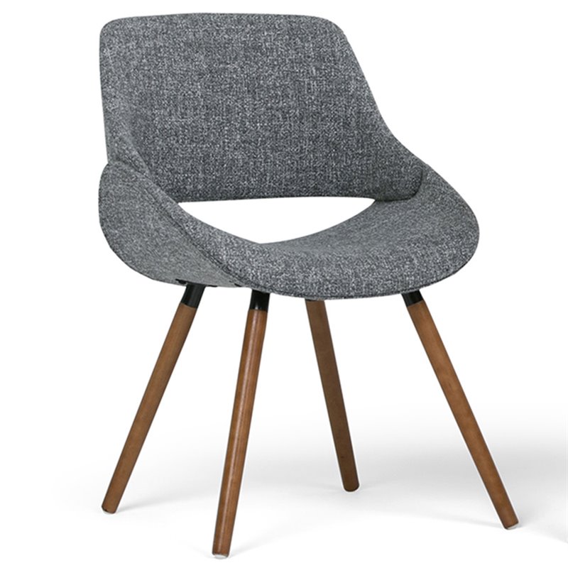 Pemberly Row Mid-Century Fabric Dining Side Chair in Gray and Natural