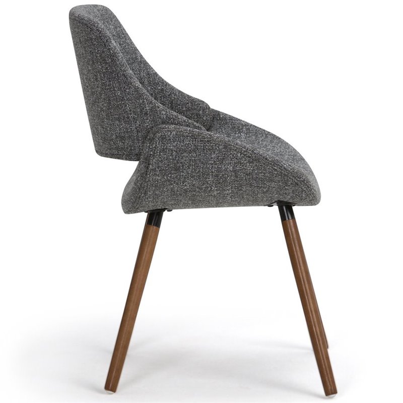 Pemberly Row Mid-Century Fabric Dining Side Chair in Gray and Natural