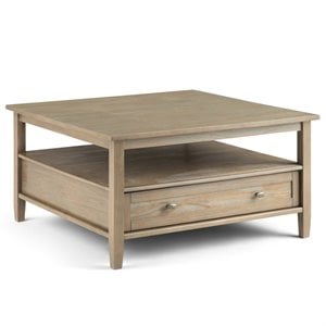 Pemberly Row Transitional  Wood 36&quot Square Coffee Table in Gray