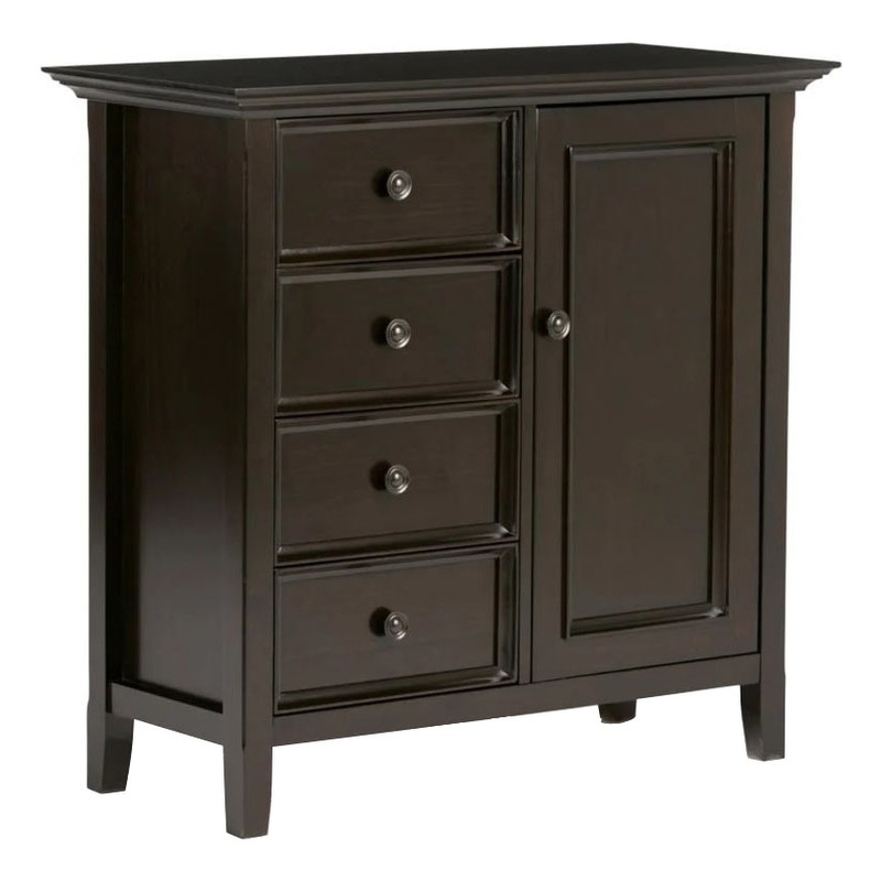 Pemberly Row Mid-Century Solid Wood Storage Cabinet in Hickory Brown