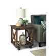 Pemberly Row Farmhouse Solid Wood End Table in Distressed Dark Brown