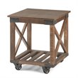 Pemberly Row Farmhouse Solid Wood End Table in Distressed Dark Brown
