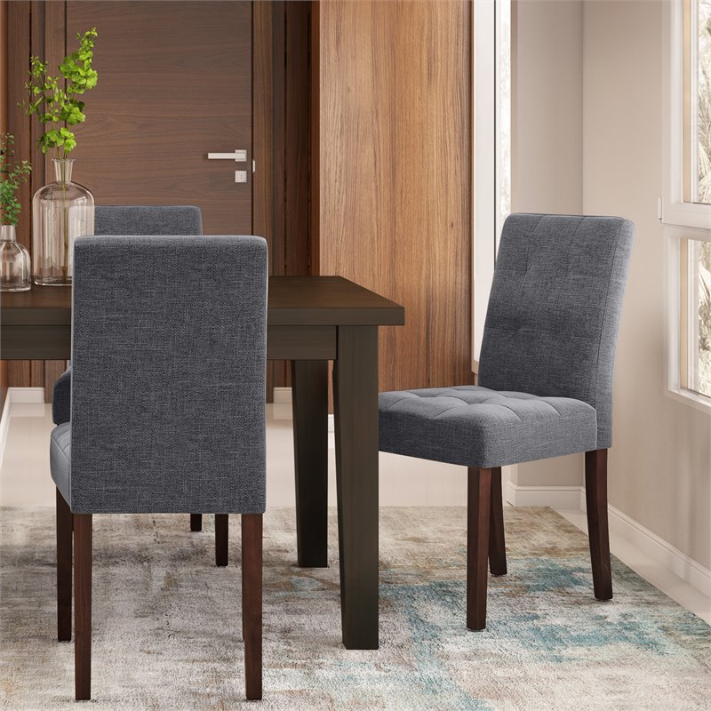 Pemberly Row Modern Fabric Dining Chair in Slate Gray (Set of 2)
