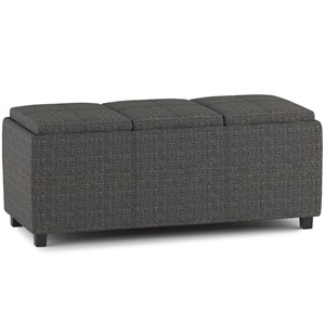 Pemberly Row Contemporary 42&quot Tweed Fabric Storage Ottoman in Ebony