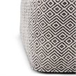 Pemberly Row Mid-Century Square Fabric Pouf in Patterned Black and Natural