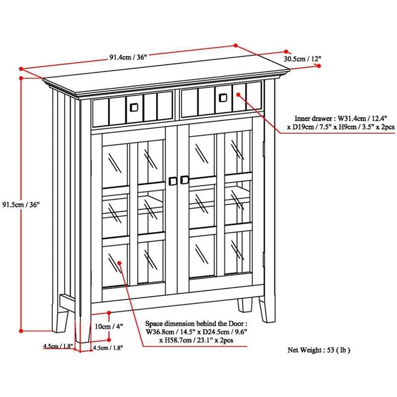 Pemberly Row Transitional Solid Wood 36