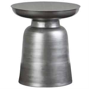 Pemberly Row 16&quot Modern Premium Solid Metal Accent Side Table in Silver