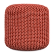 Pemberly Row Traditional Boho Round Fabric Knitted Pouf in Orange