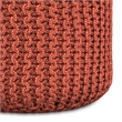 Pemberly Row Traditional Boho Round Fabric Knitted Pouf in Orange