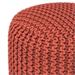 Pemberly Row Traditional Boho Round Fabric Knitted Pouf in Orange