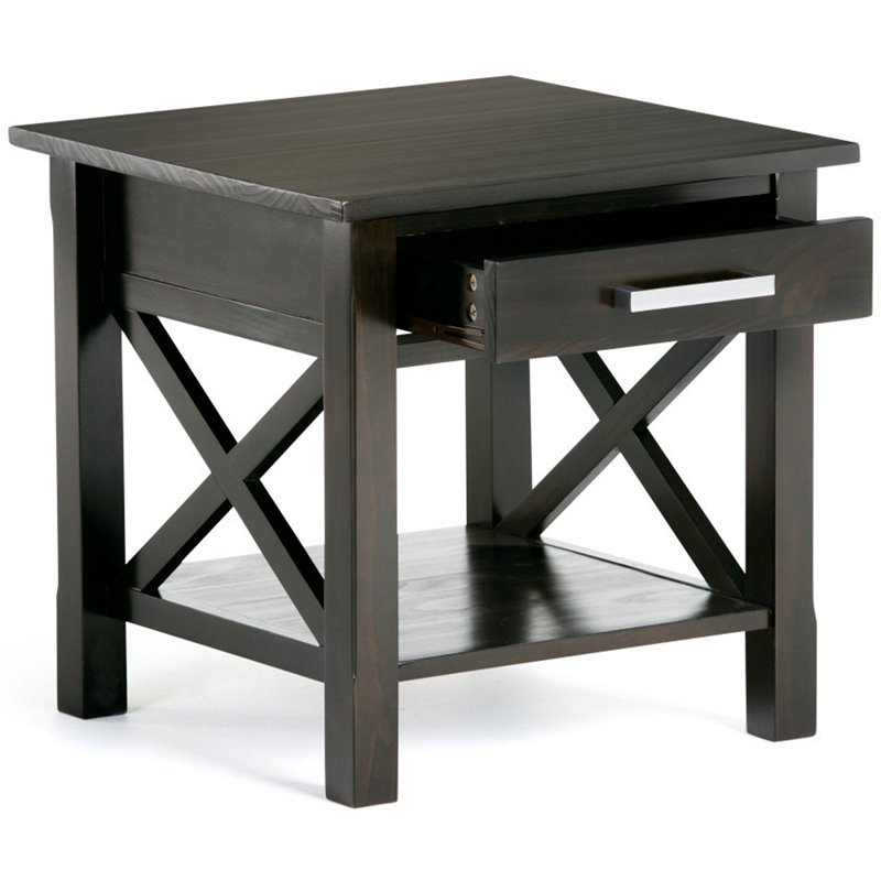 Pemberly Row Transitional Solid Wood End Table in Hickory Brown