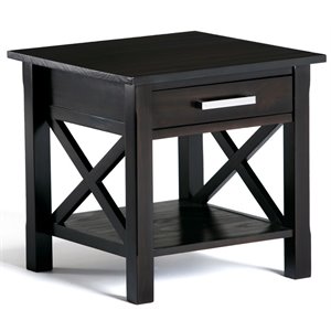 Pemberly Row Transitional Solid Wood End Table in Hickory Brown
