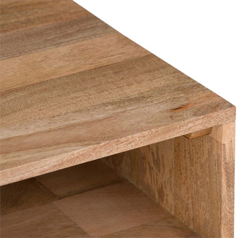 Pemberly Row Square Traditional Mango Hardwood/Metal End Table in Natural