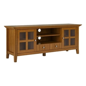 Pemberly Row Modern Solid Wood TV Media Stand for TVs up to 60&quot in Golden Brown