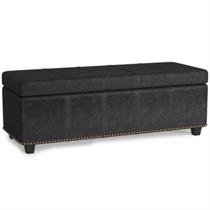 pemberly row kingsley faux leather bedroom bench with storage