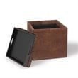 Pemberly Row Modern Faux Leather Storage Ottoman in Distressed Brown
