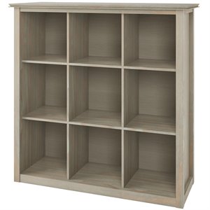 Pemberly Row Transitional Wood  9 Cube Bookcase and Unit in Gray