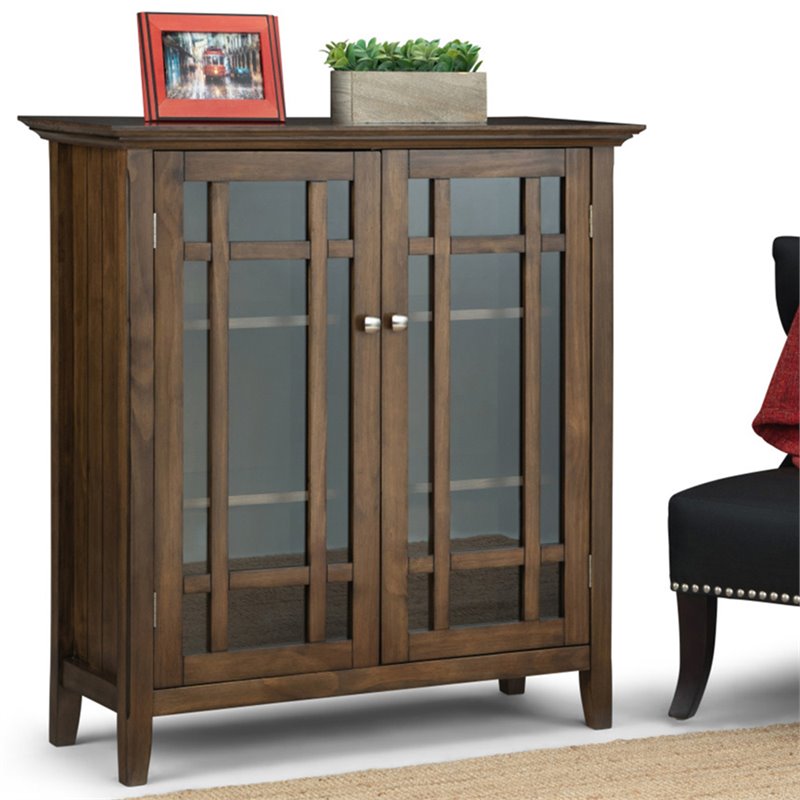 Pemberly Row 2 Doors Transitional Wood Medium Cabinet in Brown