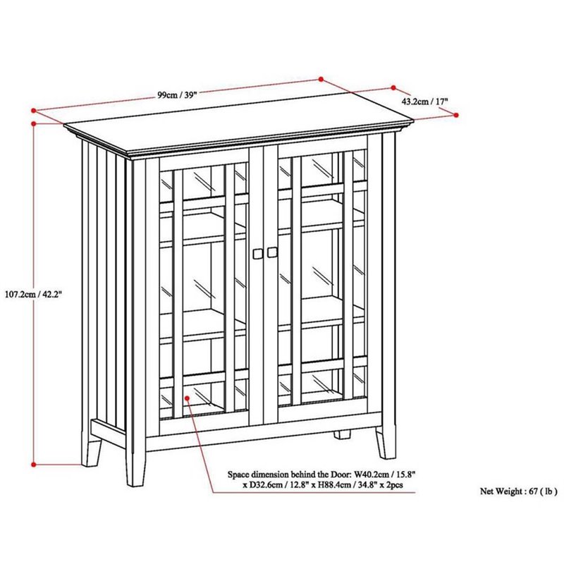 Pemberly Row 2 Doors Transitional Wood Medium Cabinet in Brown