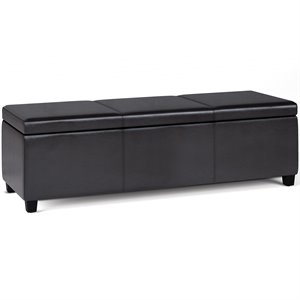 Pemberly Row 54&quot Contemporary Faux Leather Storage Bench in Brown
