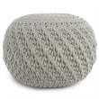 Pemberly Row Modern Boho Round Knitted Fabric Pouf in Light Gray