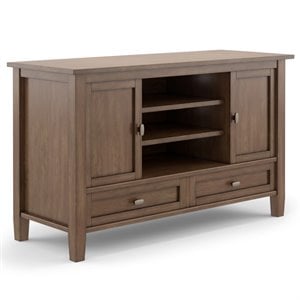 Pemberly Row Farmhouse Wood 47&quot TV Media Stand in Rustic Natural Brown