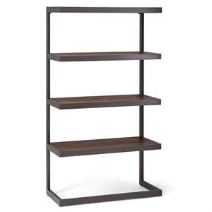 Pemberly Row Industrial Metal Rectangle Bookcase in Rustic Brown