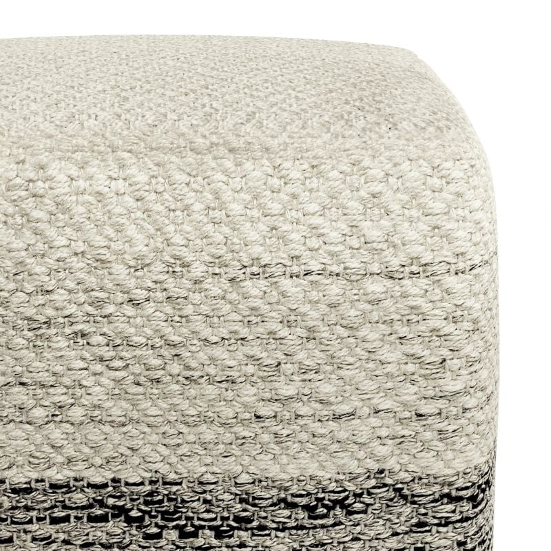 Pemberly Row Modern Boho Square Woven Pouf in Gray and White