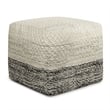 Pemberly Row Modern Boho Square Woven Pouf in Gray and White
