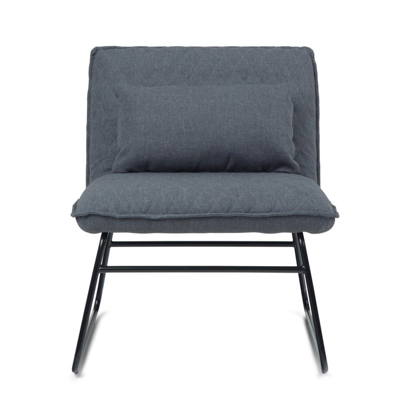 Pemberly Row Modern Fabric Accent chair with Lumbar Pillow in Gray