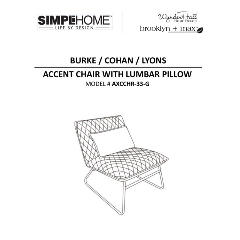 Pemberly Row Modern Fabric Accent chair with Lumbar Pillow in Gray