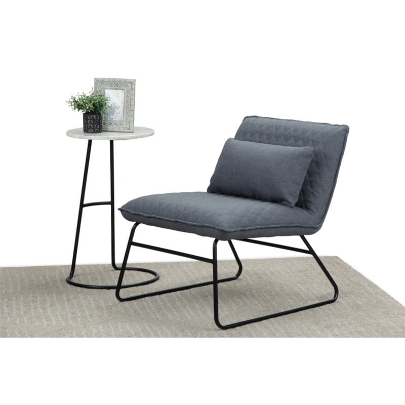 Pemberly Row Modern Fabric Accent chair with Lumbar Pillow in Gray