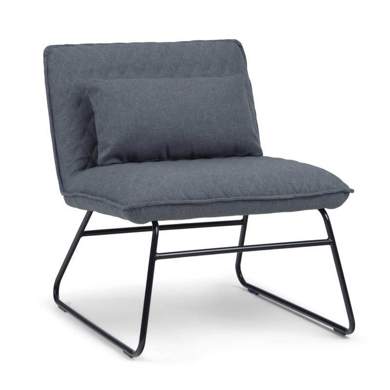 Pemberly Row Modern Fabric Accent chair with Lumbar Pillow in Gray