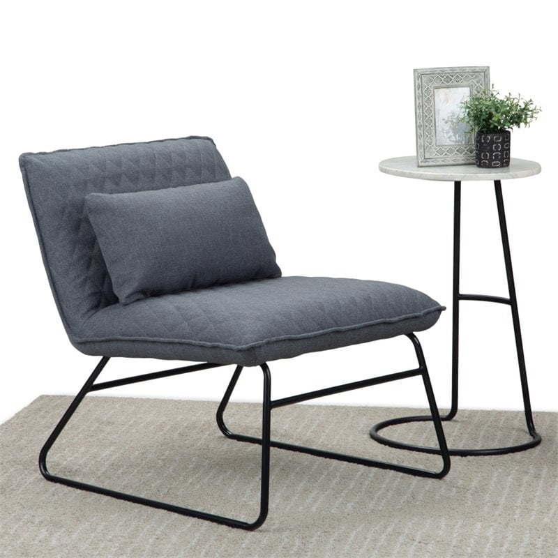 Pemberly Row Modern Fabric Accent chair with Lumbar Pillow in Gray