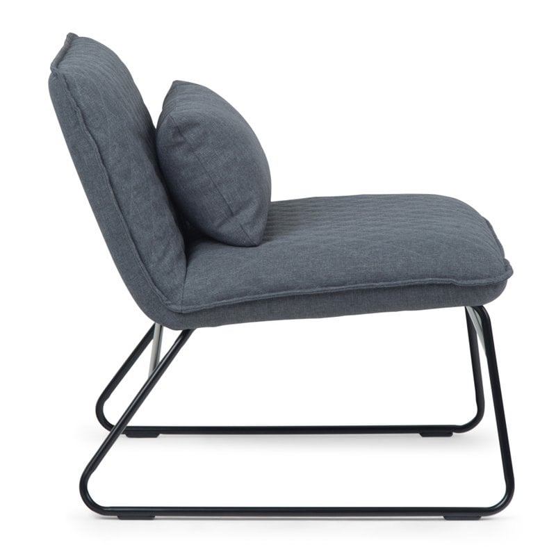 Pemberly Row Modern Fabric Accent chair with Lumbar Pillow in Gray