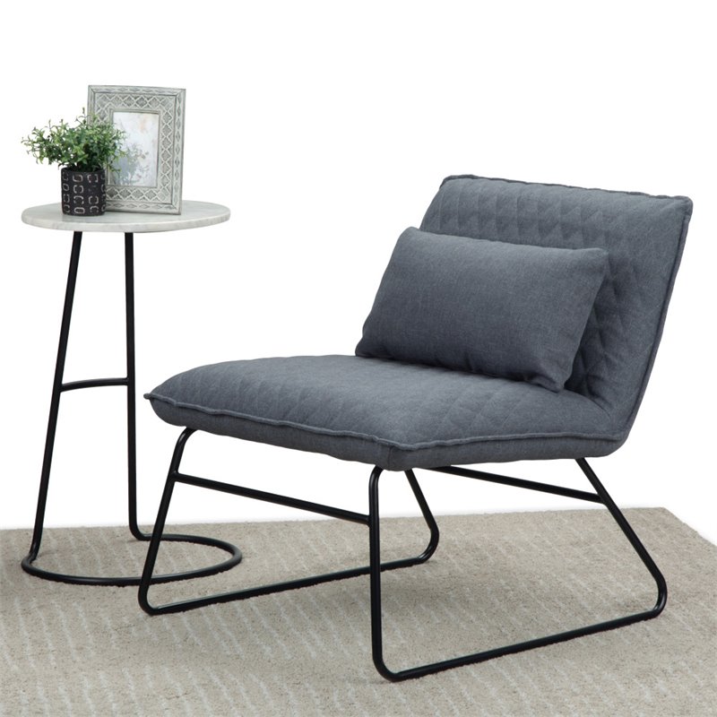 Pemberly Row Modern Fabric Accent chair with Lumbar Pillow in Gray