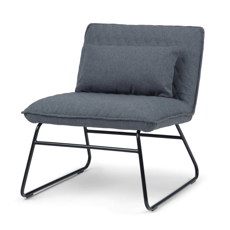 Pemberly Row Modern Fabric Accent chair with Lumbar Pillow in Gray