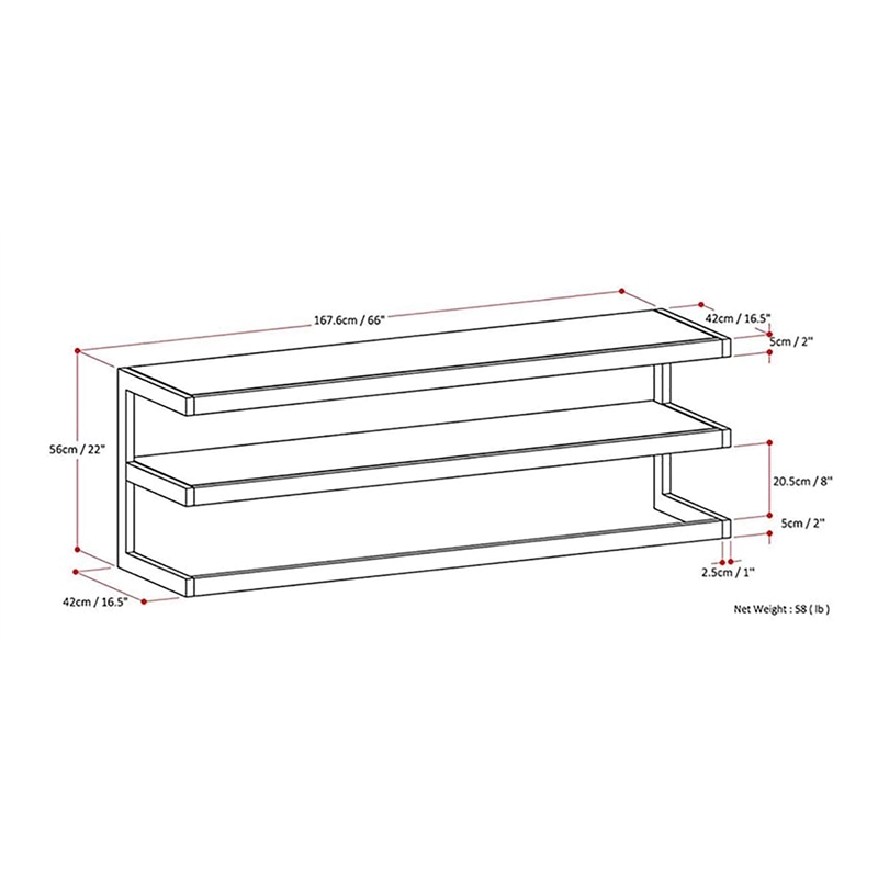 Pemberly Row Industrial Wood TV Media Stand for TVs up to 66