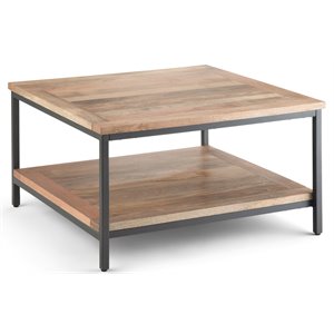 Pemberly Row Industrial Mango Wood 34&quot Square Coffee Table in Natural