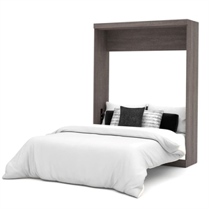 Pemberly Row 65&quot Transitional Engineered Wood Queen Wall Bed in Bark Gray/White