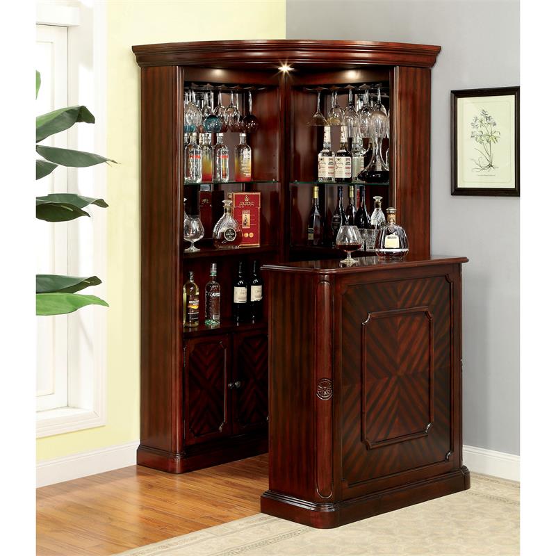 Pemberly Row Traditional Wood Multi-Storage Wine Rack in Dark Cherry