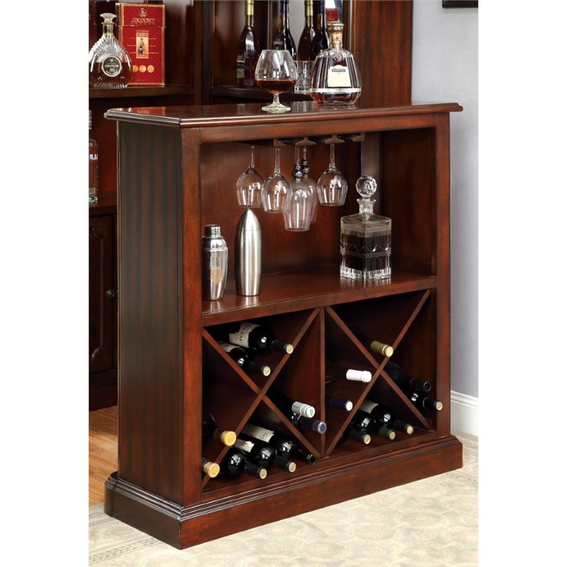 Pemberly Row Traditional Wood Multi-Storage Wine Rack in Dark Cherry