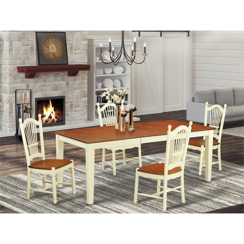 Pemberly Row 5-piece Wood Kitchen Set in Buttermilk/Cherry