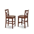 Pemberly Row 25'' Traditional Wood X-Back Counter Stool in Brown (Set of 2)